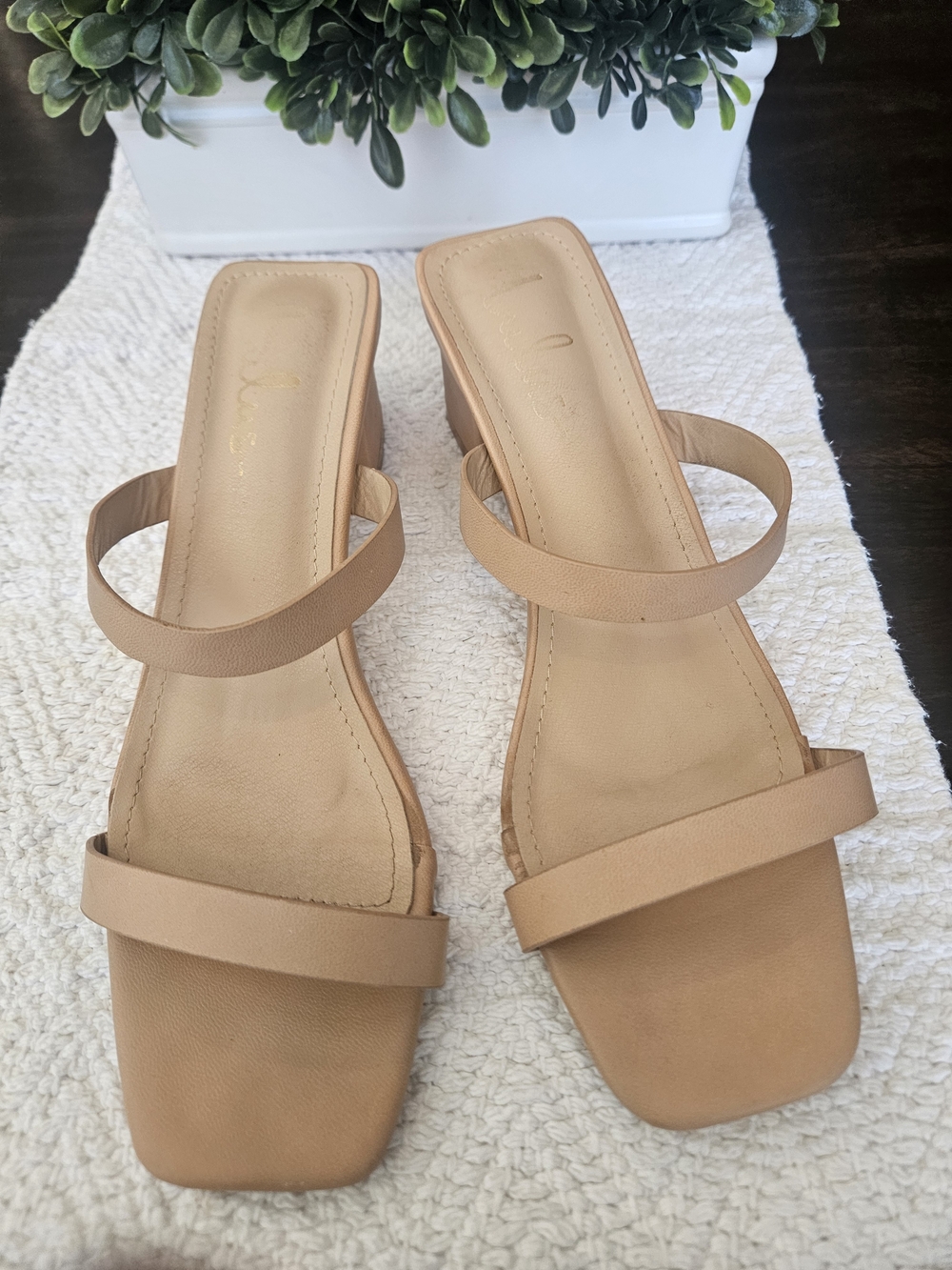 Lulu's Nude Tan Double-Strap Square-Toe Sandals